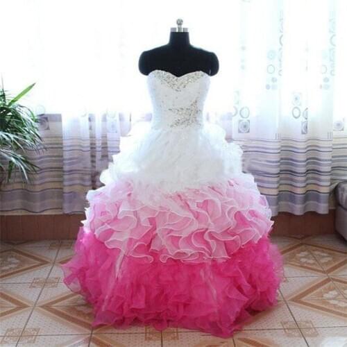Hot Sale White Fusia Ball Gown Quinceanera Dresses 2021 with Crystals Beaded Formal Prom Sweet 16 Pageant Debutante Party Gown