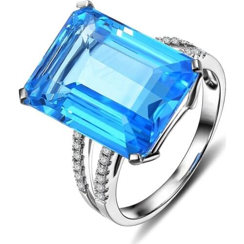 Exquisite Natural Blue Crystal Ring Elegant Temperament Female Romantic Birthday Gift