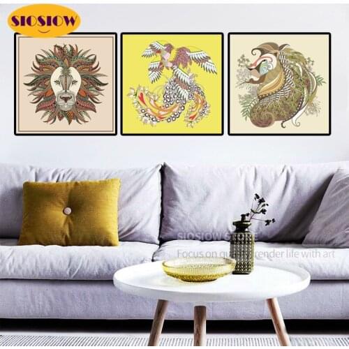 Full Square Drill Animal DIY 5D Diy Diamond Painting Lion Phoenix Pattern Daimond Embroidery Mosaic Rhinestone Modern Home Decor