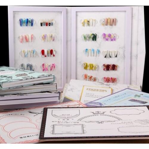 Nail Display Book Tips Leather Cover Gel Polish Display Chart Salon Tools With False Tips Showing Shelf Painting Dedicated