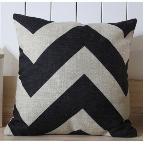 LINKWELL Wholesale Free Shipping 45cm*45cm Black Chevron Zig Zag Linen Cushion Cover Pillow Case