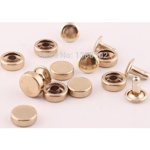 50sets 9*8mm Gold Color Metal Double cap Rivet For Leather Craft Belt Garment Sewing Tool