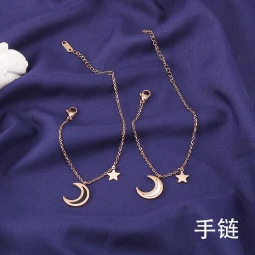 Fashion Jewelry titanium steel Bracelets, Star and moon simple bracelet