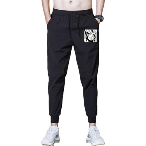 Men Casual Dr Stone Anime Loose Sport Pants Tie Feet Long Pants Men Elastic Waist Quick Dry Sweatpants Trousers