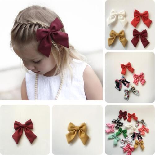 2017 New 1set=6pcs Headwear Set Children Accessories Pure Color Bows Hair clip Girls Headdress Princess Top Bowknot Hairclips