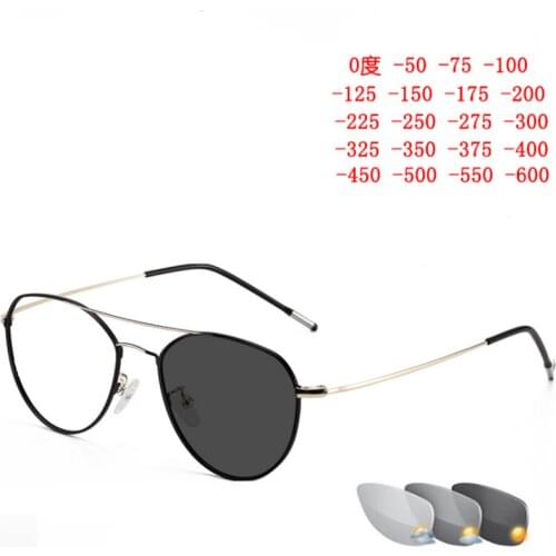 Diopter 0 -1.0 to -6.0 Myopia Glasses Women Men Polit Style Alloy Frame Prescription Spectacles For Nearsighted
