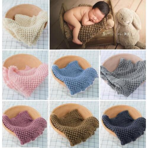 Newborn Baby Girls Boys Blanket Crochet Knit Wool Rug Felt Blanket Background Photo Photography Props