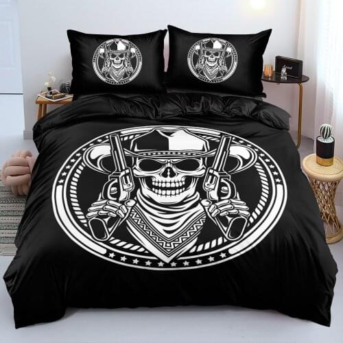 3D Skull Custom Design Bed Linens Comforter Covers Sets Pillow Cases Black Twin King Queen Full Double Single Size Home Textile