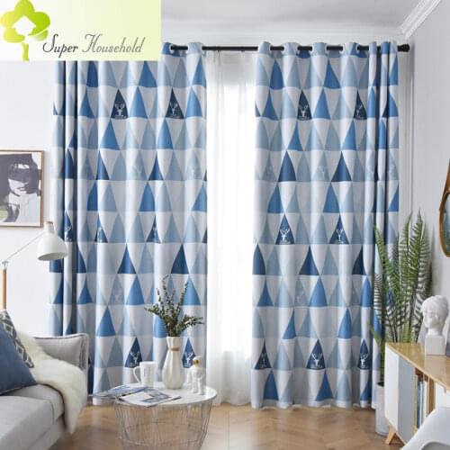 Simple Geometric Triangle Gray Curtains for Living Room Kitchen Shade Bedroom Tulle Drapes Tulle Window Blinds Customization