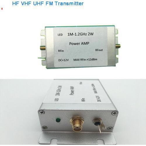 RF Amplifier 1MHZ-1200MHz 2W RF Power Amplifier FOR HF FM VHF UHF FM transmitter Broadband RF AMP Ham Radio +case