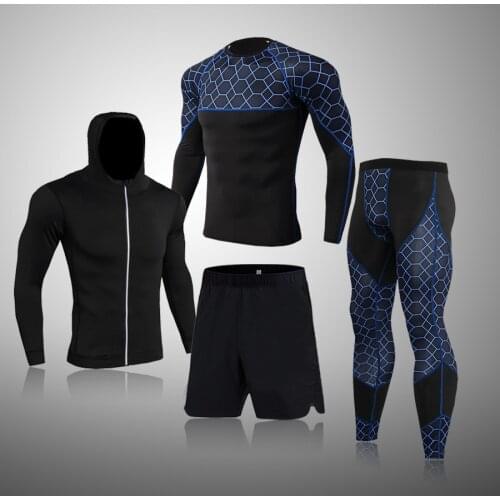 Mens Gym Tights Training Clothes Workout Jogging Sports Set Running Rashguard Tracksuit Compression Sportswear Suits For Men