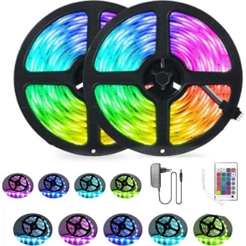 LED Light Strip RGB SMD 2835 Flexible Ribbon Tape led Light Strip RGB 5M Tapes Diode DC 12V Remote Control Strips