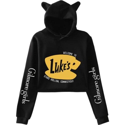 Printed gilmore girls Hoodie Women Cat Ears Hooded Girls Crop Sweatshirt Kawaii Fashion Women Clothes