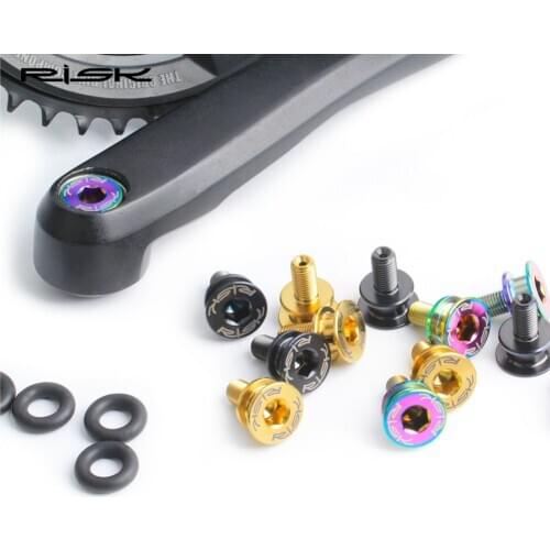 RISK Bicycle Bolts Square Hole Crankset Screws M8*15mm Waterproof MTB Road Bike Crank Fixing Bolts Titanium Bicycle Accessories
