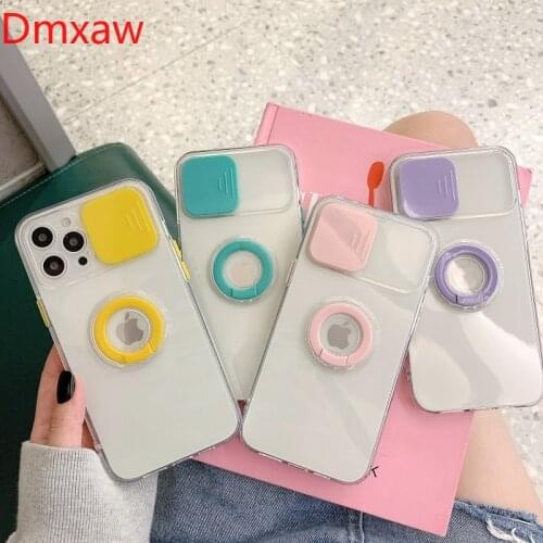 For Samsung Galaxy A22 S21 FE Ultra Plus A02S A72 A52 A32 A12 Camera Lens Protection Case Push window Ring Clear TPU Cover