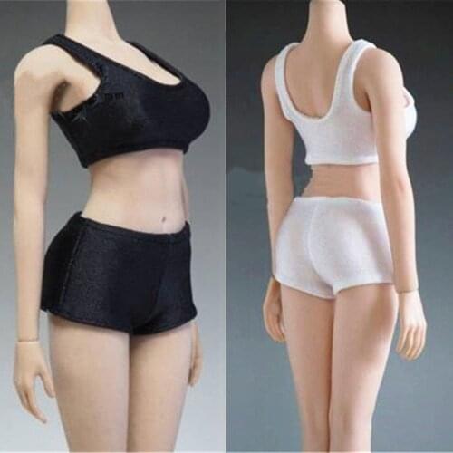 In Stock 1/6 Scale Female Tight Vest & Shorts Pant Clothing Set Fit 12'' Seamless PH Figure Body Model