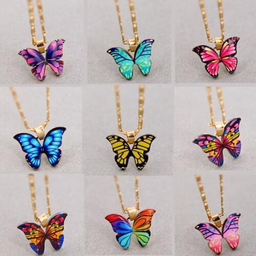 Fashion Cute Butterfly Pendant Necklace for Women Golden Color Statement Necklace Jewelry Gifts Wholesale Dropshipping