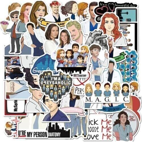 50PCS TV Show Greys Anatomy Stationery Stickers Sticker For Phone Laptop Funny Graffiti Stickers Decals Kid Toy stickers