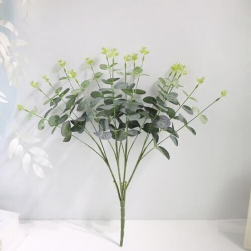 16 Heads Eucalyptus Bouquet Artificial Eucalyptus Tree Branches Wedding Home Decoration DIY Flower Arrangment Faux Plant