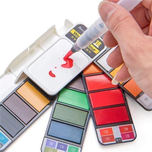 18/25/33/42 Colors Portable Watercolor Paint Set For Painting Drawing Brush Pen Kids Creative Paint Brushes Art Supplies 03168