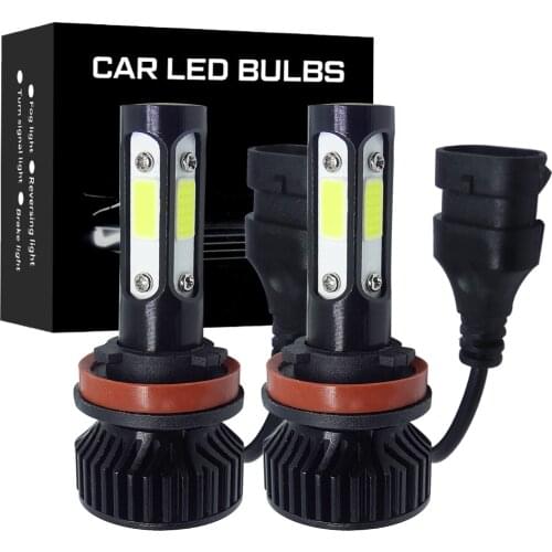 2Pcs 4 Sides Cob H7 H8 H11 HB3 9005 HB4 9006 Led Headlights 10000LM Car Light Bulbs Auto Fog Lamp 8000K 6000K No Fan Mini Led V4