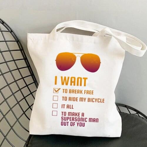2021 Shopper Freddie Mercury Printed Tote Bag women Harajuku shopper handbag girl Shoulder shopping bag Lady Canvas Bag