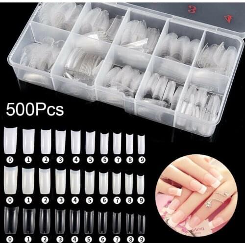 500pcs Mixed Set False Nail Tips Artificial Fake Nails Art Acrylic Manicure Gel Forms For Extension Manicure Art for False Nails
