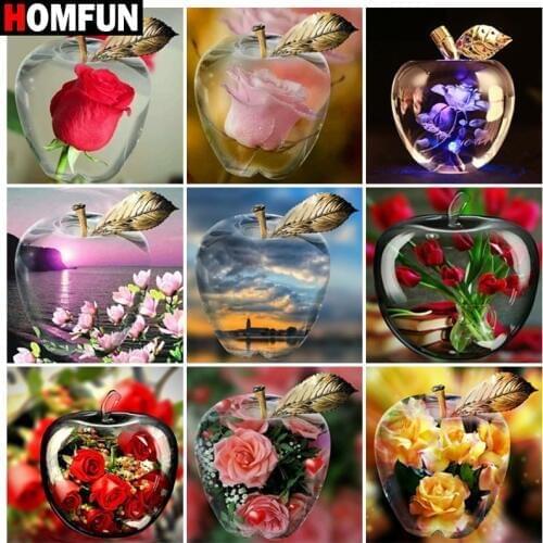 HOMFUN Full Square/Round Drill 5D DIY Diamond Painting "Apple flower landscape" 3D Embroidery Cross Stitch 5D Home Decor Gift