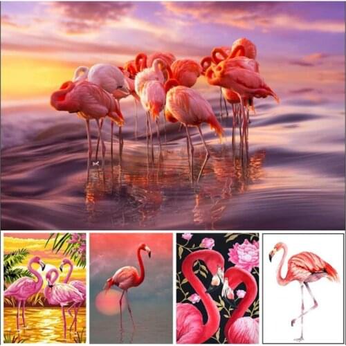 5D DIY Full Square/Round Diamond Painting Flamingo Cartoon Animal Embroidery Cross Stitch Kit Mosaic Home Decoration Handicraft