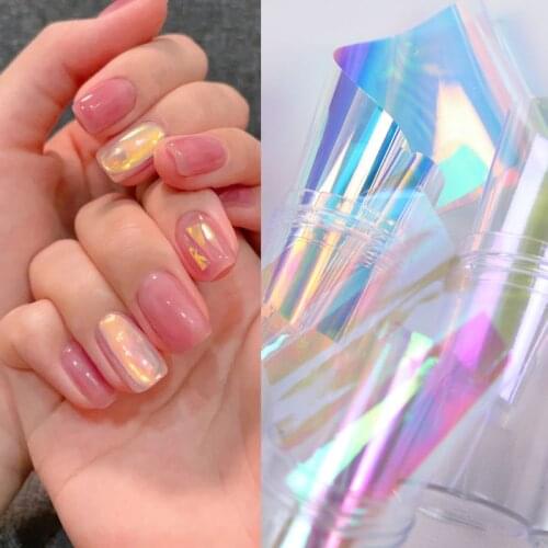 Aurora Nail Art Cellophane Paper Nail Glass Sticker Foil Film Laser Candy Paper DIY Nail Art Decals Manicure Decoration 5 Color