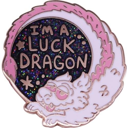 Neverending Story Falcor the luck dragon glitter pin childhood nostalgia accessory