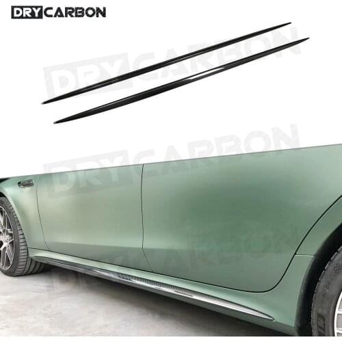 2PCS For Mercedes Benz AMG GT43 GT50 GT53 2019 2020 Side Skirts Dry Carbon Fiber / FRP B Style Door Bumper Trim Cover Aprons