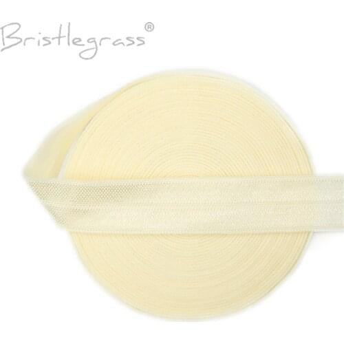 BRISTLEGRASS 5 Yard 5/8" 15mm Ivory Solid Color FOE Foldover Elastic Spandex Satin Band Kids Headband Dress Lace Trim DIY Sewing