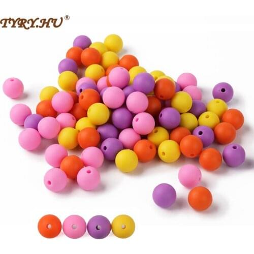 TYRY.HU 100Pcs Silicone Beads 12mm Eco-friendly Sensory Teether Necklace Food Grade Baby Nursing DIY Jewelry Baby Teether Perle