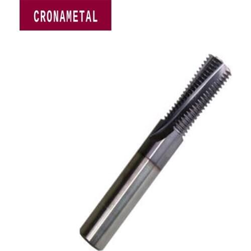 CRONAMETAL Solid Carbide 60 ° NPT Helical Flute Thread End Mills with PLATIT coating (Internal/External Taper Thread)