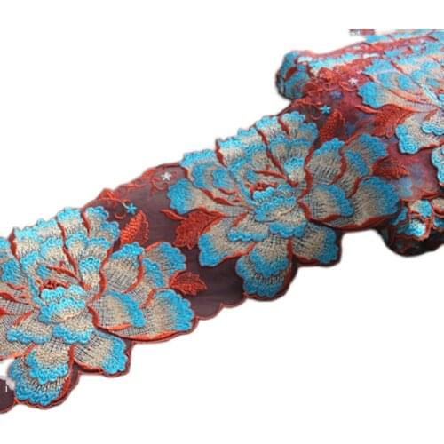 10Meters 16cm Wide Flower Applique Wedding Lace Trim Knitting Embroidered Handmade Patchwork Ribbon Sewing Supplies Craft
