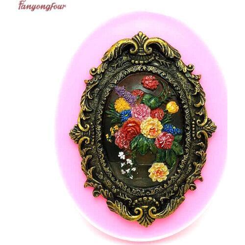 Flower picture frame silicone mould chocolate cake decoration chocolate mold tool