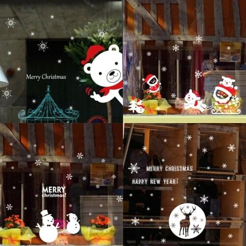 Home Christmas Wall Sticker Christmas Window Stickers Merry Christmas Decorations For Kids Room Decor 2020 New Year Stickers