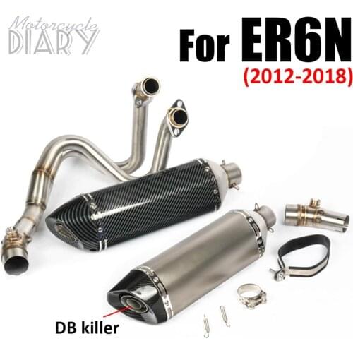 For Kawasaki ER-6N ER-6F ER6F ER6N Ninja 650R Motorcycle Exhaust Silencer Muffler Middle link Pipe Escape Moto Slip-on DB killer