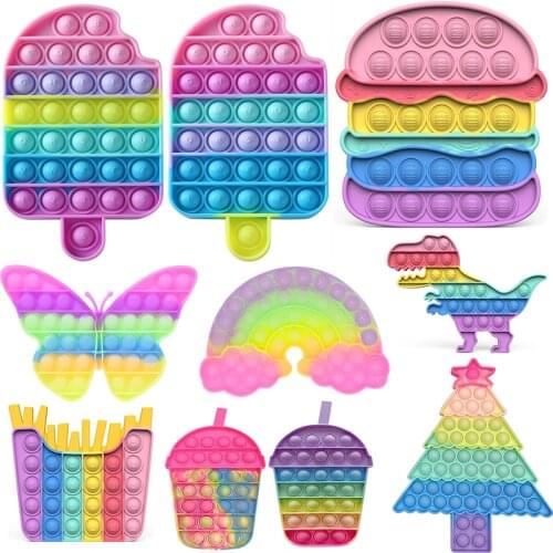 Push Bubble Fidget Toys Adult Stress Relief Sensory Toy Antistress Fidgets Board Girly Heart Macaron Squishy Bubble Anti-Stress