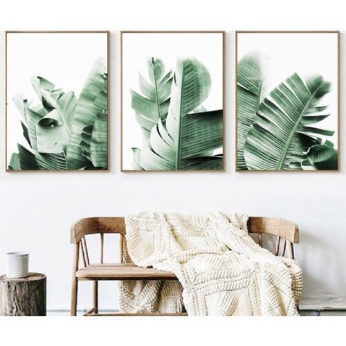 Tropical Banana Leaf Canvas Painting Wall Pictures , Nordic Modern Green Plant Photography Posters Print Home Wall Art Decor