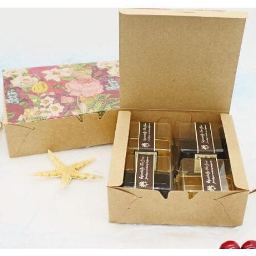 20/40pcs Vintage Flower Kraft Paper Box Macaron Box Chocolate Gift Box Packaging Wedding Cakes Cookie Boxes Karton