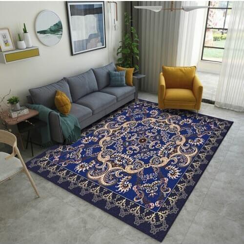 Royal Blue Palace Floral Printed S M Size Carpet Foot Rugs European Table Bedside Floor Mat alfombras schapenvacht