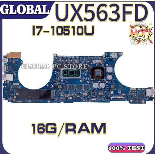 KEFU Motherboards UX563F Laptop motherboard for ASUS ZenBook 15 UX563FD Q536FD 100% TEST original mainboard I7-10510U 16GB RAM