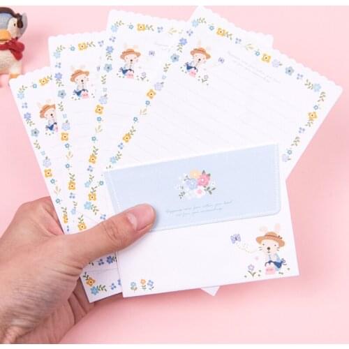4 Letter Paper + 2 Envelopes Set Greeting Card Mini Confession Letter Stationery Wedding Invitation Love Writing School Supplies