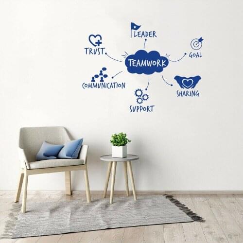 Team Work Wall Stickers Inspirational Quotes and Sayings Wall Decals for Office KIds Bedroom DIY Vinyl Removable Art DW11398