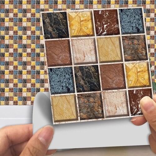 New Splice Marble Mosaic Hard Tiles Wall Sticker Kitchen Bathroom Wall Decals Bedroom Living Room Tile Floor Diagonal Art Murals