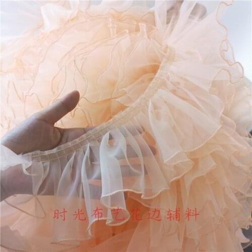 1Meter 10cm Pleated Lace Trim Bubble Skirt Ruffle Gauze Lace Ribbon Pleated Lace Fabric Accessories Tutu Lace Wedding Decortion