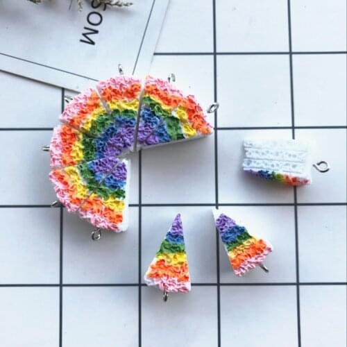 Flat back resin Rainbow triangle cake earring charms resin necklace pendant keychain charms for Christmas DIY decoration