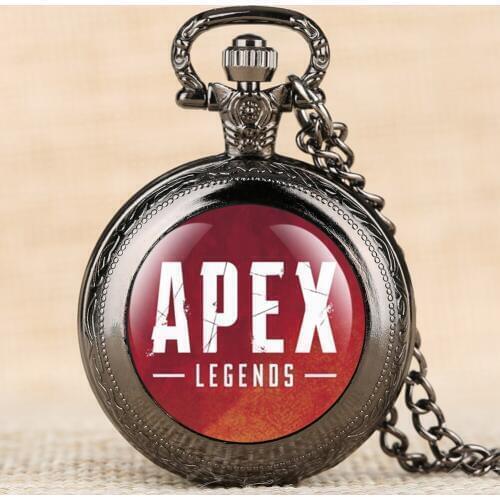 Hot Apex Web Games Theme Sticker Pocket Watch Ancient Green Case Fob Watch Arabic Digital Clock Necklace Pendant Kids Gifts